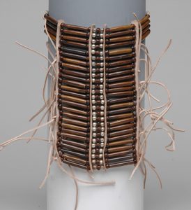 46-5250-C Coffee Color Bone with Metal Beads
